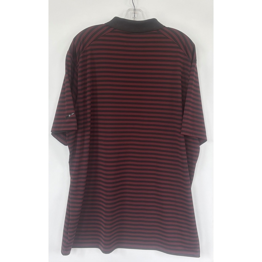 Nike Golf Dri-FIT Polo Shirt Mens XXL Burgundy Black Striped Logo Performance - Picture 2 of 6